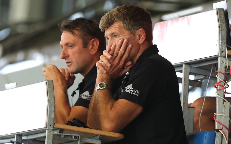 Rob Baxter, the Exeter Chiefs director of rugby looks on during the Exeter Chiefs inter-squad match in preparation for the commencement of the Gallagher Premiership season, at Sandy Park on August 07, 2020 in Exeter, England. Exeter Chiefs were leading the Gallagher Premiership, when all matches were suspended due to the COVID-19 pandemic.  - GETTY IMAGES