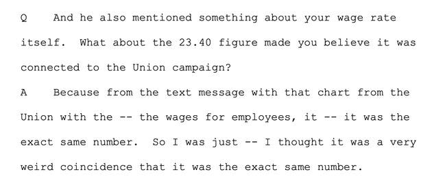 A CVS worker in Orange County said she was surprised to see her wage being raised exactly to the union rate, even though her store was not unionized. (Photo: NLRB testimony)