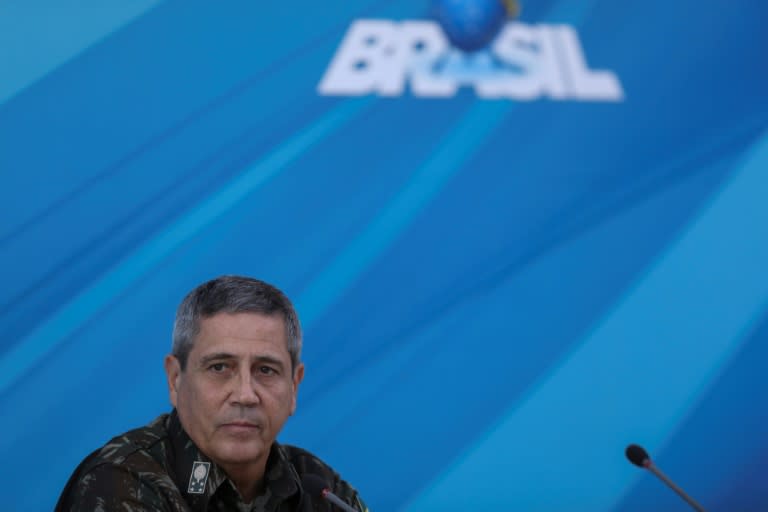 The General in charge of the military intervention in Rio de Janeiro Walter Souza Braga Netto, speaks during a press conference after Brazilian President Michel Temer signed a decree to send in the army to lead public safety in Rio de Janeiro state, at the Planalto Palace in Brasilia, on February 16, 2018