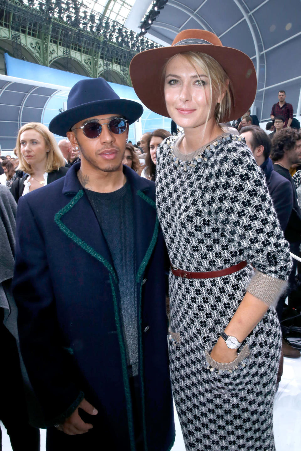 Lewis Hamilton and Maria Sharapova at Chanel’s SS16 runway show