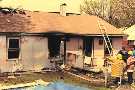 A police handout of Joy Hibbs House after it was set on Fire