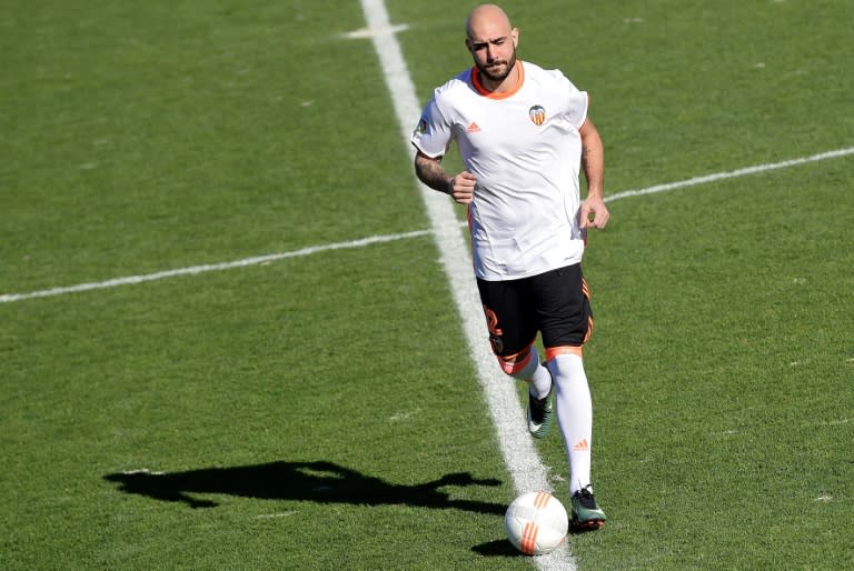 Valencia's Simone Zaza, pictured in January 2017, bagged a hat-trick against Malaga