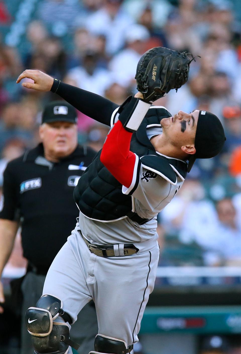 Then-Chicago White Sox catcher Reese McGuire catches a pop-up by the Tigers' Robbie Grossman on June 22 in Detroit.