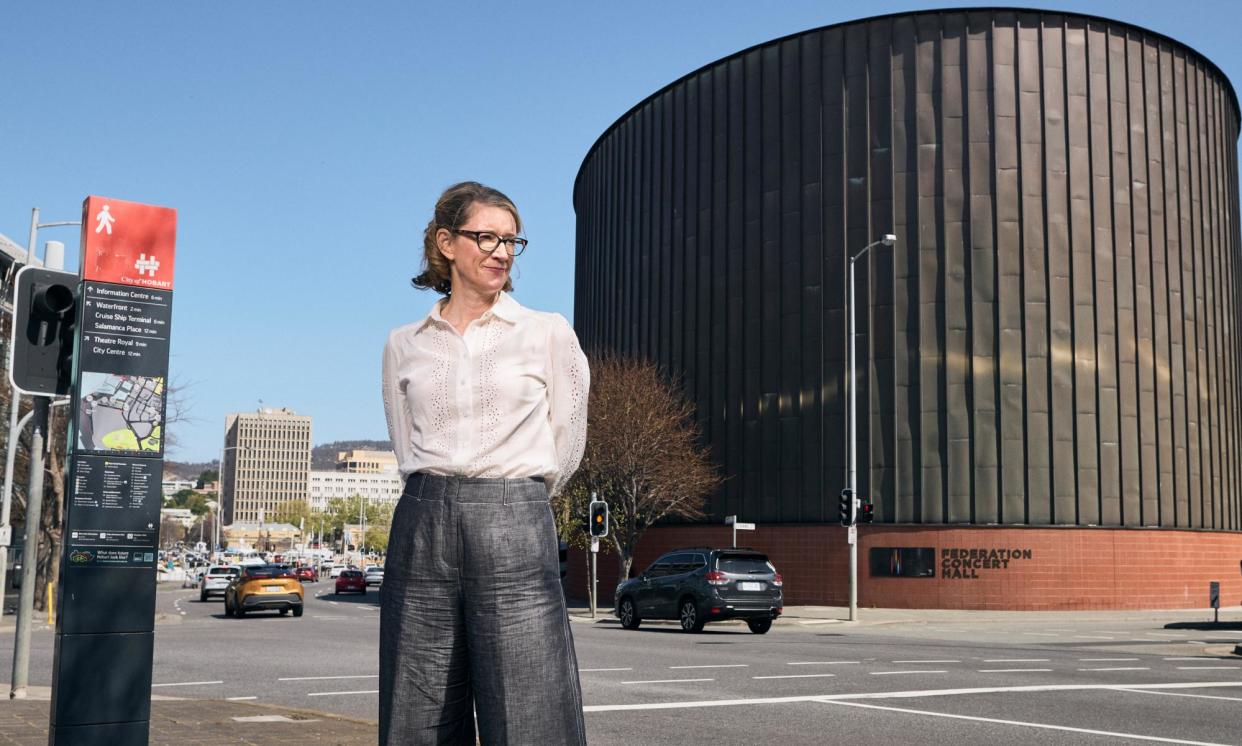 <span>Caroline Sharpen, head of the Tasmanian Symphony Orchestra, fears the TSO Concert Hall in Hobart could suffer if the new sports stadium is built.</span><span>Photograph: Remi Chauvin/The Guardian</span>