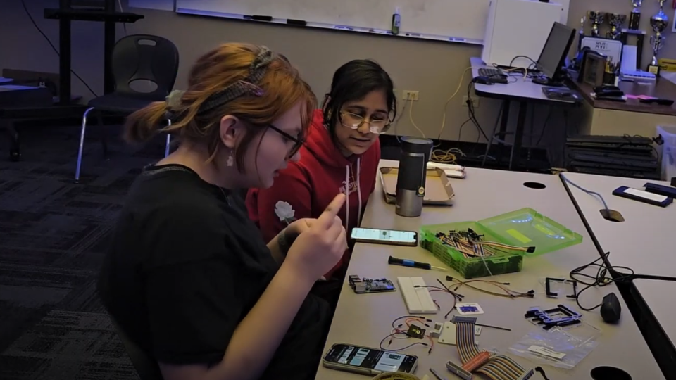 Students at STEM School Highlands Ranch in Colorado build an AI-powered wildlife detection system called Project Deer to help cut down on car crashes. - Courtesy Samsung