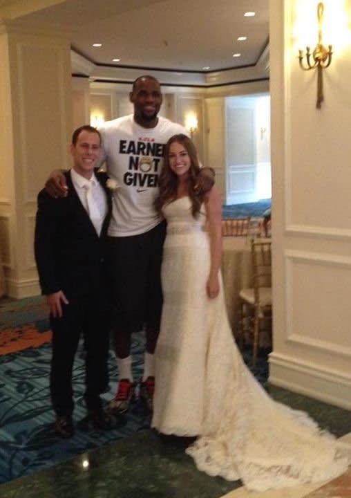 "It was really unexpected and exciting. Shaun [the groom] was like, 'That's enough! We don't need to get married anymore.'" <a href="http://www.huffingtonpost.com/2012/06/24/lebron-james-surprises-wedding-party-jamie-kolnick_n_1622754.html" target="_blank">- Bride Jamie Kolnick</a>  [Credit: <a href="https://www.facebook.com/pages/anje-SOIREES/35216875210" target="_hplink">ANJE Soirees</a>]