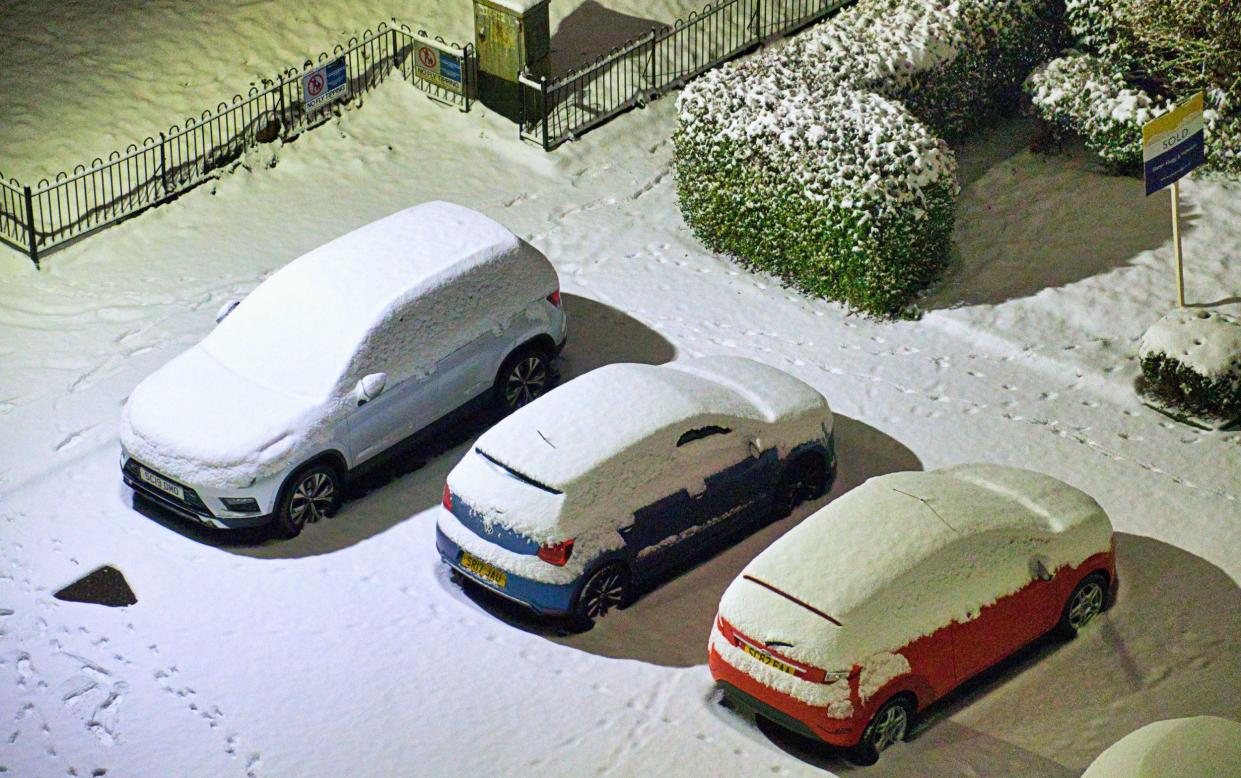 Freezing temperatures overnight brought snowfall to Knightswood in Glasgow