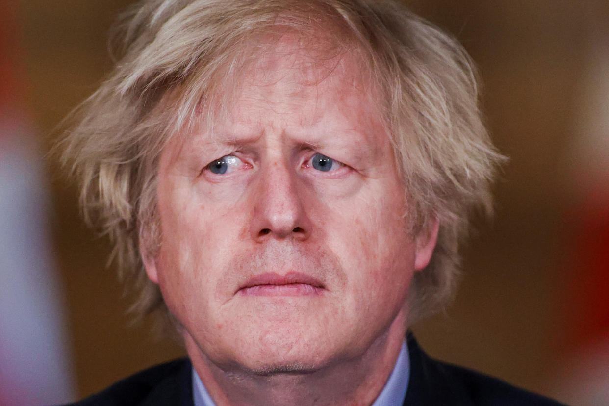 Prime Minister Boris Johnson during a media briefing in Downing Street, London, on coronavirus (Covid-19). Picture date: Tuesday March 23, 2021.