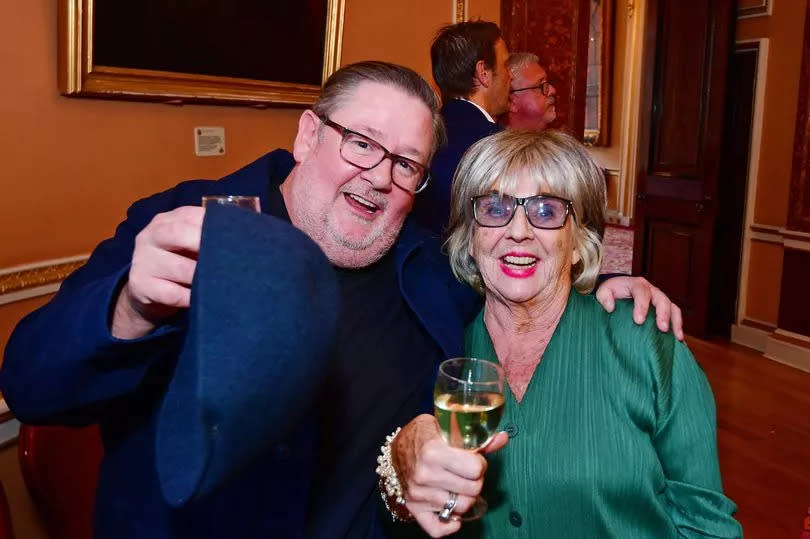 Sue Johnston, Freedom of the City of Liverpool at Liverpool Town Hall pictured with comedian Johnny Vegas