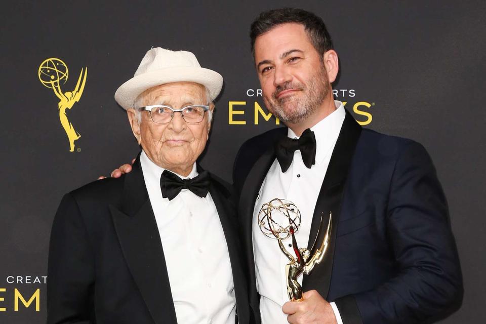 <p>Paul Archuleta/FilmMagic</p> Norman Lear and Jimmy Kimmel at the 2019 Creative Arts Emmy Awards