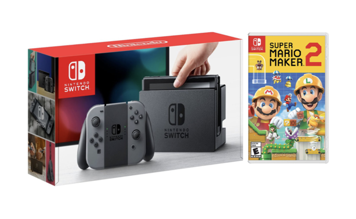 Nintendo Switch Gray Joy-Con Console Bundle with Super Mario Maker 2