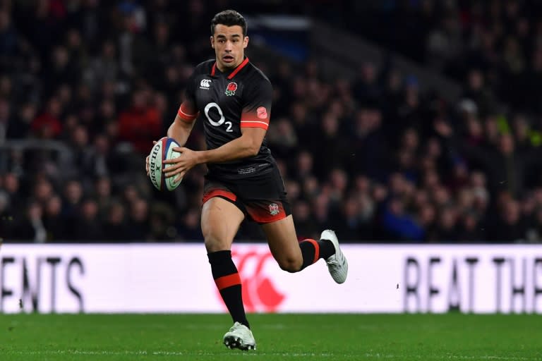 England's Alex Lozowski makes a surging run during their Autumn international rugby union Test match against Argentina, at Twickenham Stadium in south-west London, on November 11, 2017