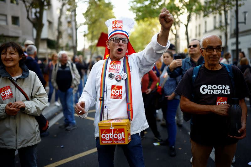 Left-wing alliances stage protest on inflation and climate, in Paris