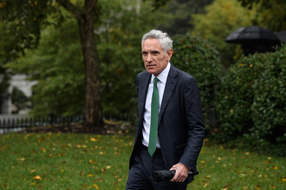 Dr. Scott Atlas, member of the White House Coronavirus Taskforce, walks at the White House in Washington, DC, on October 12, 2020. (Nicholas Kamm/AFP via Getty Images)