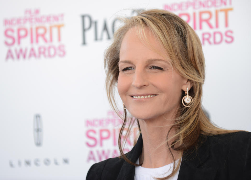 Actress Helen Hunt arrives at the Independent Spirit Awards on Saturday, Feb. 23, 2013, in Santa Monica, Calif. (Photo by Jordan Strauss/Invision/AP)