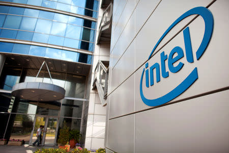 FILE PHOTO: An Intel logo is seen at the company's offices in Petah Tikva, near Tel Aviv, Israel October 24, 2011. REUTERS/Nir Elias/File Photo