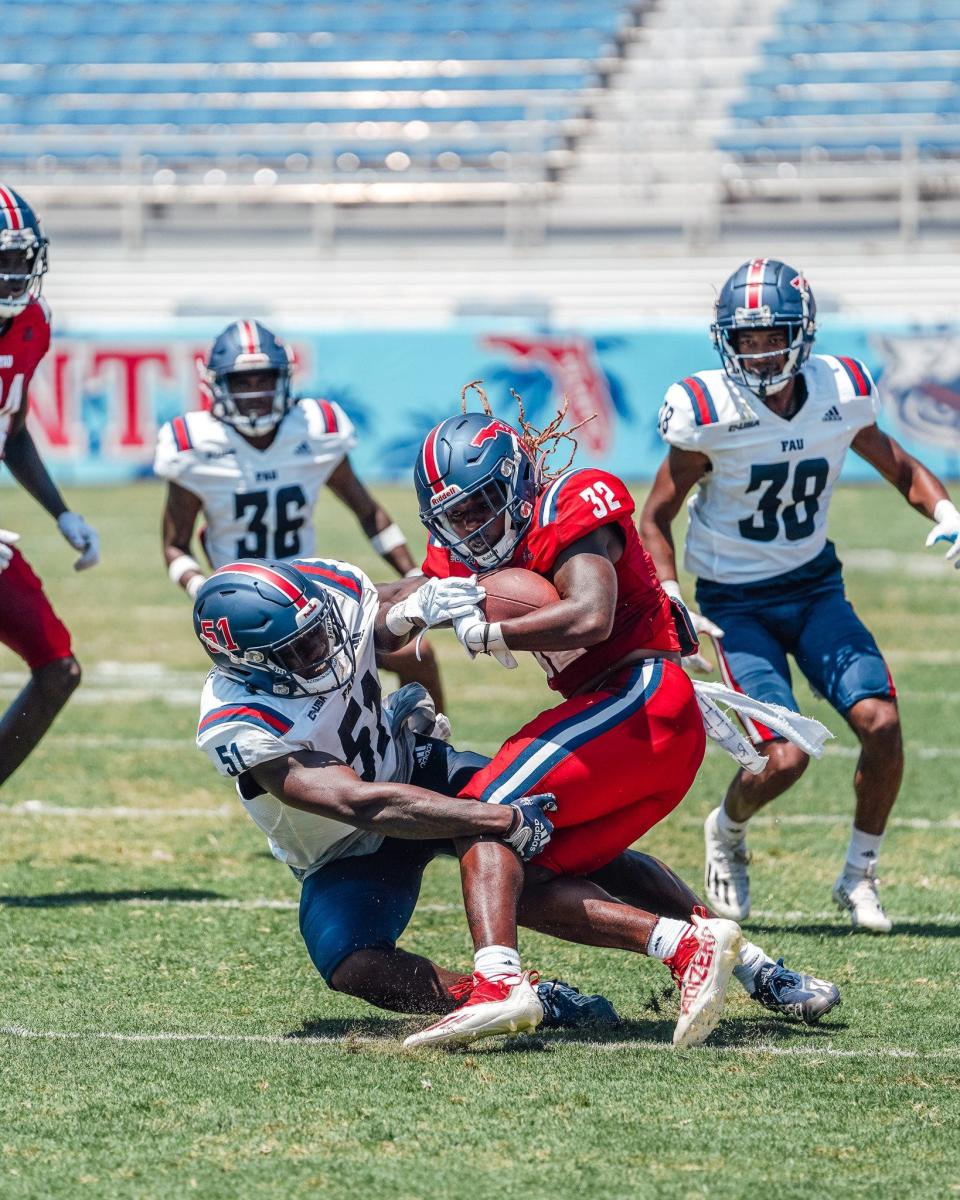 The red team dominated the white Saturday at Florida Atlantic's spring game. New coach Tom Herman liked what he saw as the Owls close out the spring.