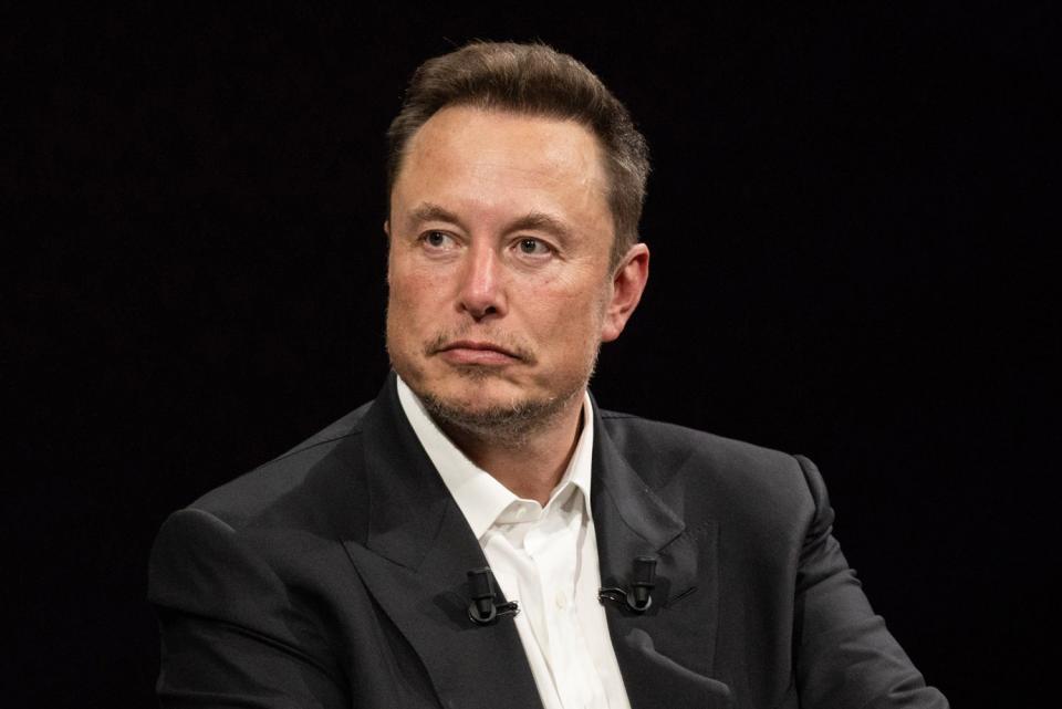 <p>Nathan Laine/Bloomberg via Getty</p> Elon Musk, billionaire and chief executive officer of Tesla, at the Viva Tech fair in Paris, France, on Friday, June 16, 2023.