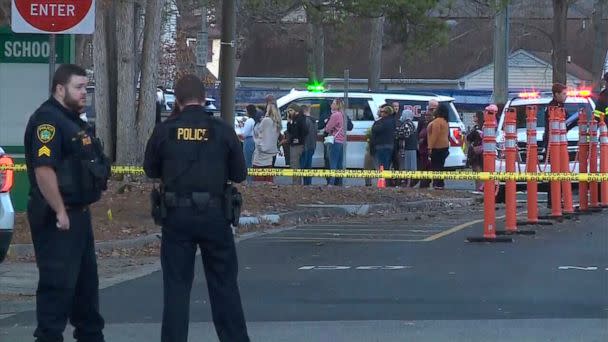 PHOTO: In this screen grab from a video, police are on the scene of a shooting at Richneck Elementary School in Newport News, Va., on Jan. 6, 2023. (WVEC)