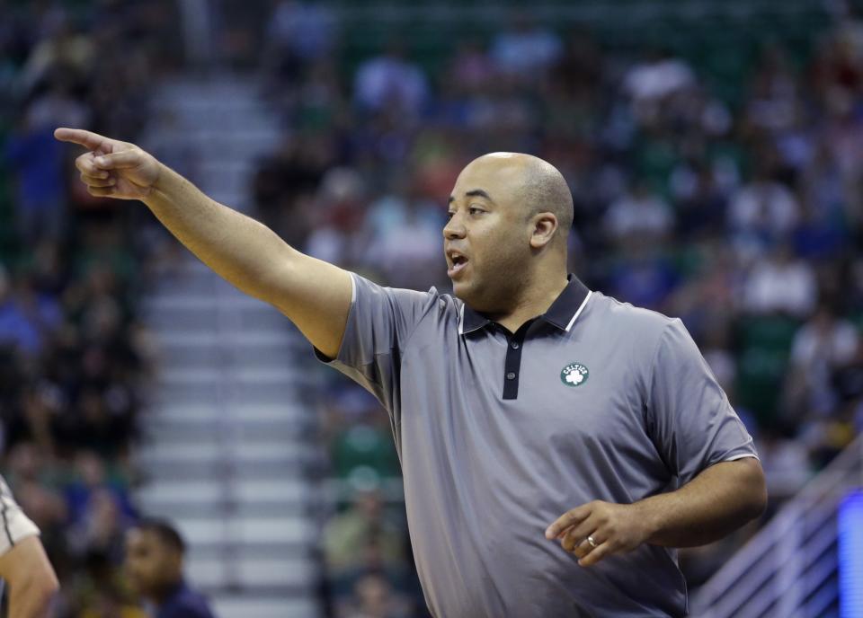 Micah Shrewsberry, 40, has worked on coach Brad Stevens’ staffs with the Celtics and at Butler University. (AP)