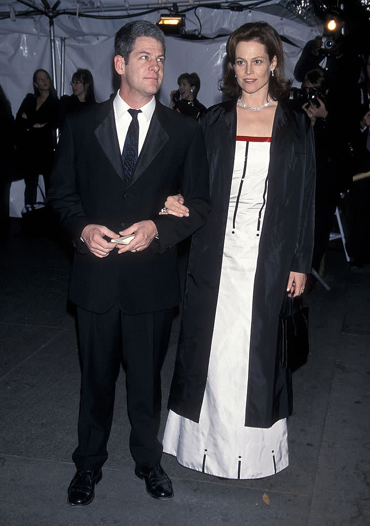 Actress Sigourney Weaver and husband Jim Simpson attend the Metropolitan Museum of Art's Costume Institute Gala Exhibition of 'Cubism and Fashion' on December 7, 1998 at Metropolitan Museum of Art in New York City.