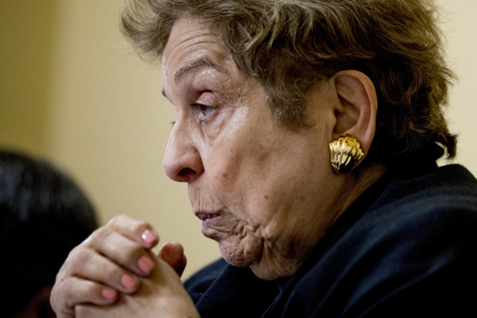 FILE - In this Dec. 17, 2019 file photo, Rep. Donna Shalala, D-Fla., appears during a House Rules Committee hearing on the impeachment against President Donald Trump, Tuesday, Dec. 17, 2019, on Capitol Hill in Washington. President-elect Joe Biden is eyeing several Democrats who lost congressional reelection races last month for key positions in his administration. They include outgoing Reps. Abby Finkenauer of Iowa and Donna Shalala of Florida and Sen. Doug Jones of Alabama.(AP Photo/Andrew Harnik)