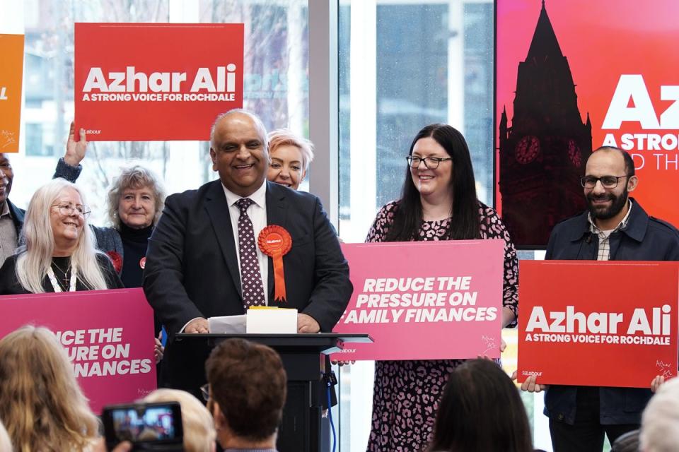 Azhar Ali in Rochdale during the launch of his campaign for the up-coming Rochdale by-election (PA Wire)