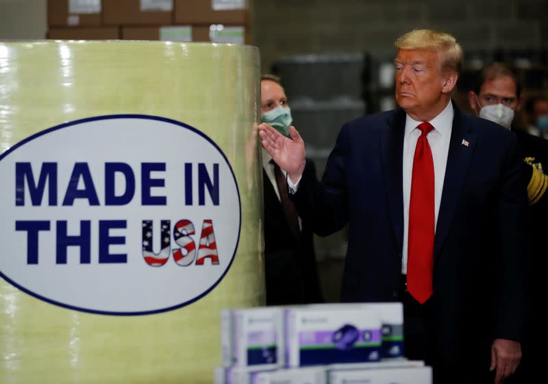 U.S. President Trump visits medical supplies distributor Owens & Minor in Allentown, Pennsylvania