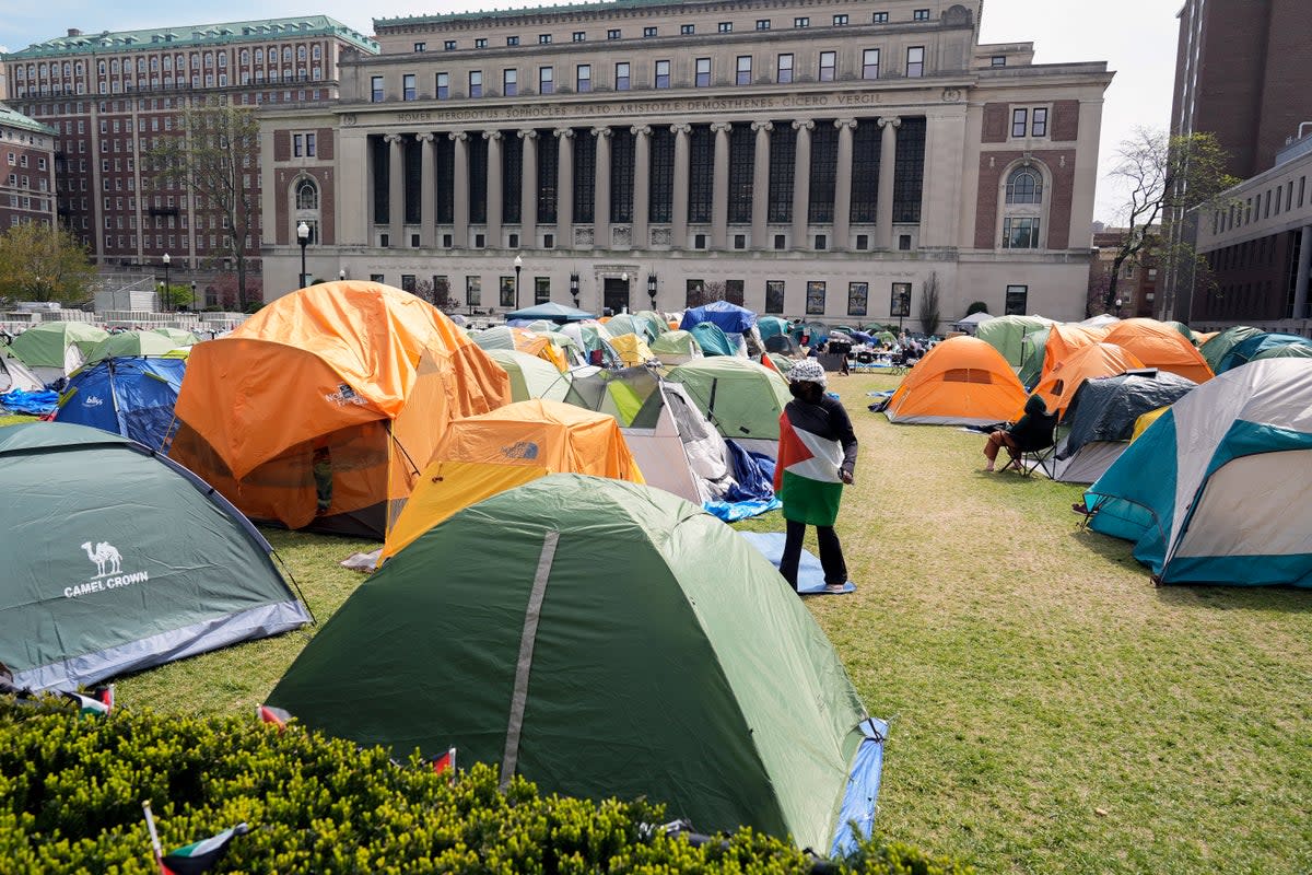 Three administrators at Columbia were placed on leave after texts surfaced, revealing insensitive comments made toward an antisemitism panel after student protests over the Israel-Gaza war erupted on campus  (AP Photo/Mary Altaffer, Pool, File)