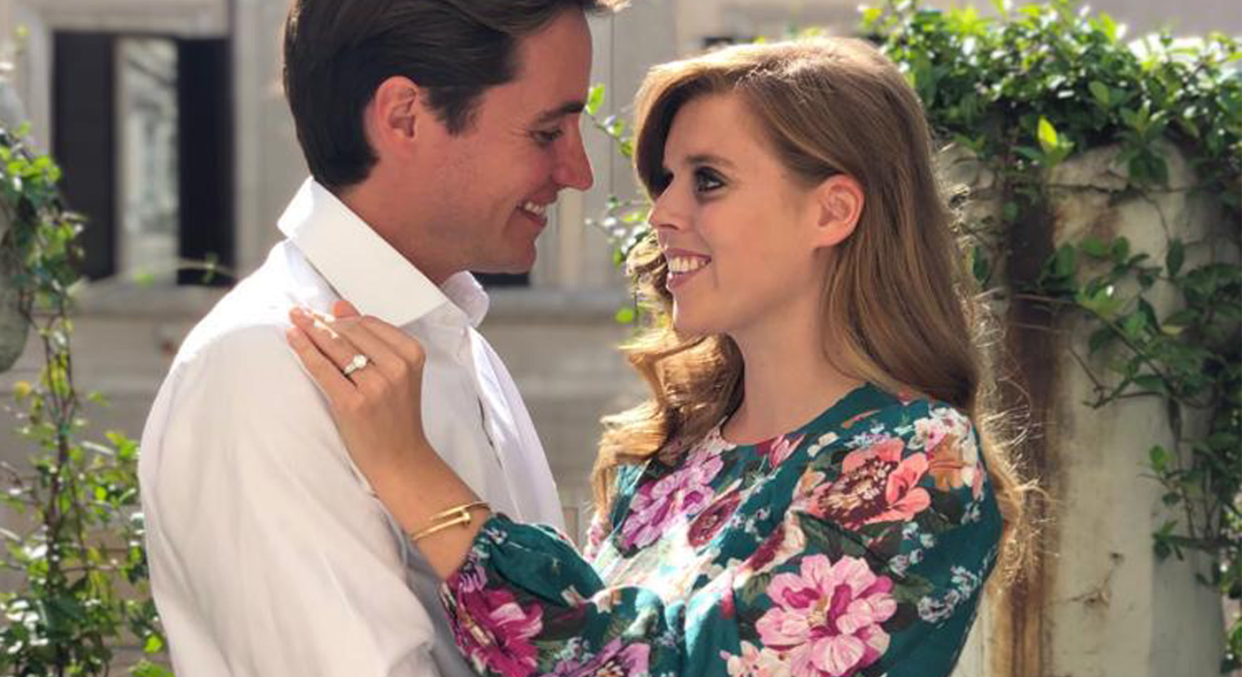 Princess Beatrice wore a Zimmerman dress to announce her engagement [Photo: PA]