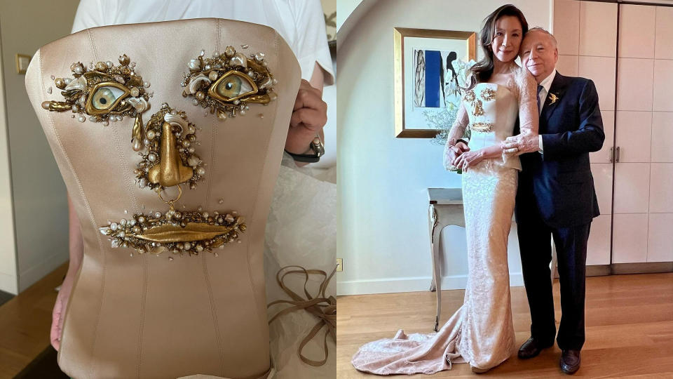 不只錫箔紙禮服驚人！楊紫瓊超現實的結婚禮服根本藝術品