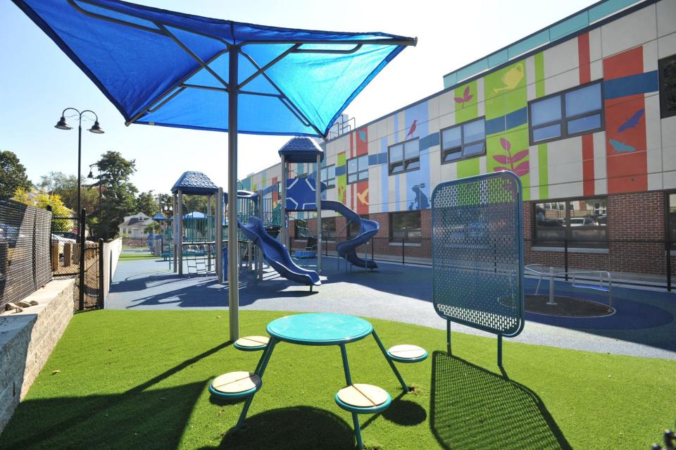 A playground is ready for students at the new Dr. Rick DeCristofaro Learning Center in Quincy.