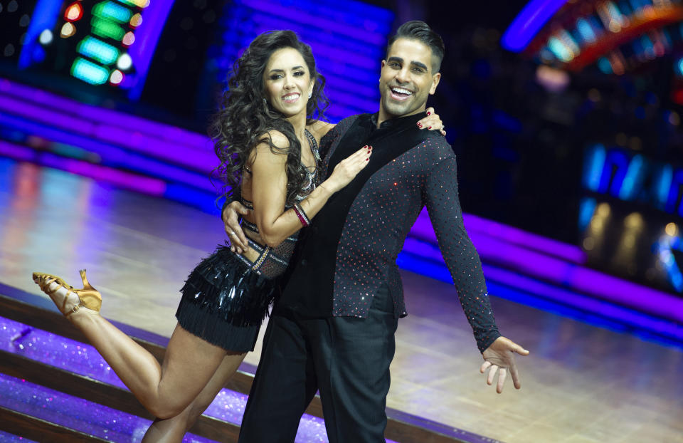 BIRMINGHAM, ENGLAND - JANUARY 17:  Dr Ranj Singh and Janette Manrara attend the photocall for the 'Strictly Come Dancing' live tour at Arena Birmingham on January 17, 2019 in Birmingham, England.  (Photo by Katja Ogrin/Getty Images)