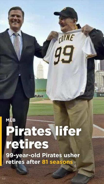 99-year-old Pirates usher retires after 81 seasons and 6,000 games