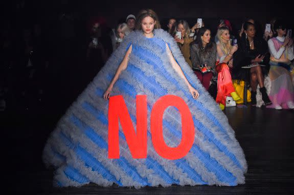 A model walks the runway during the Viktor & Rolf Spring Summer 2019 show as part of Paris Fashion Week.