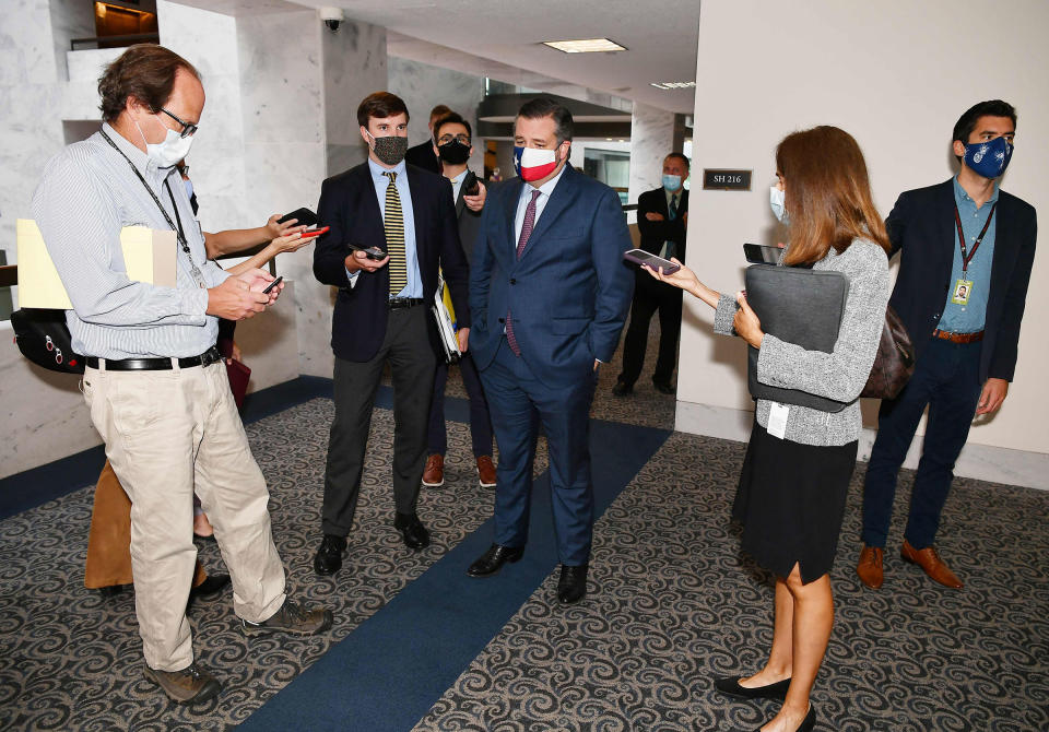 Senator Ted Cruz arrives for the Senate Republican luncheon at the Hart Senate Office Building on Capitol Hill on Aug. 4, 2020.<span class="copyright">Mandel Ngan—AFP/Getty Images</span>