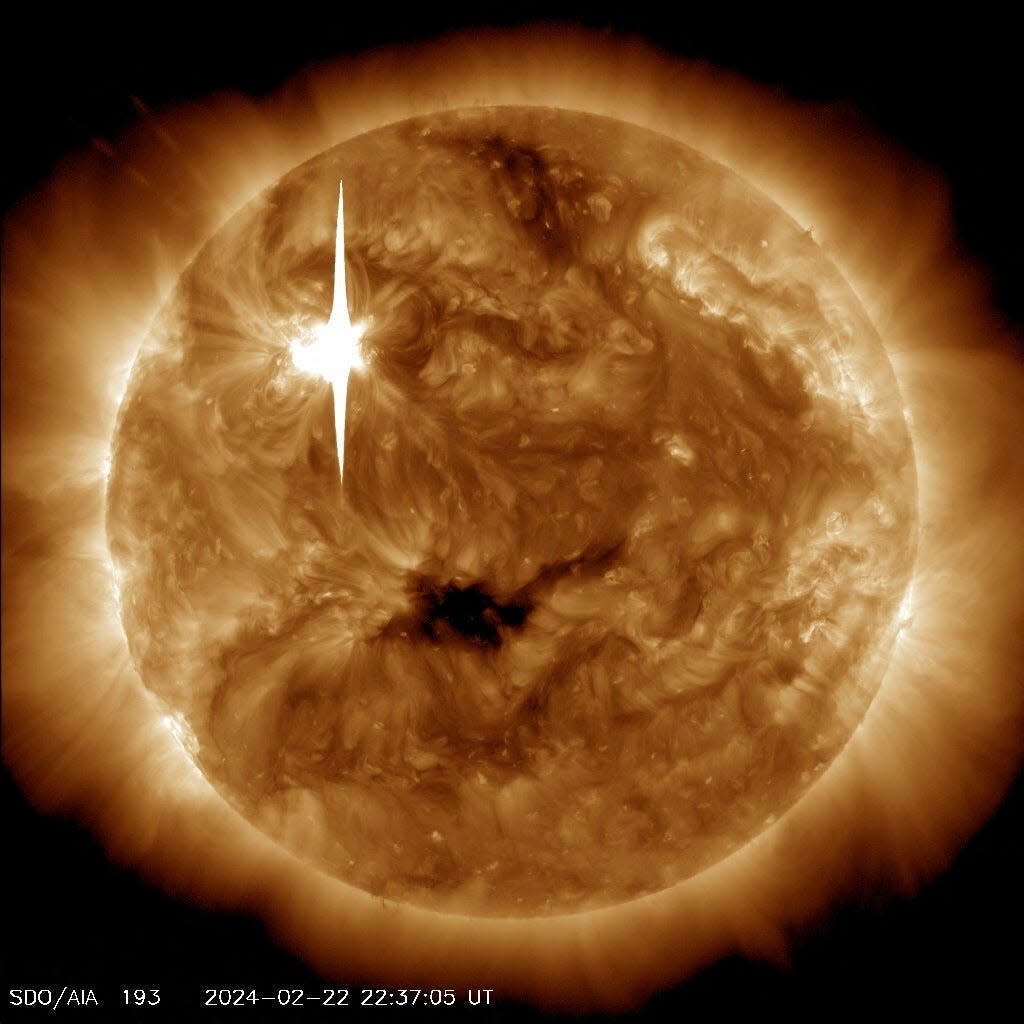 The Sun emits a solar flare on Feb. 22 in this image captured by NASA's Solar Dynamics Observatory. In 1960, physicist Freeman Dyson proposed that an advanced civilization might dismantle all the other planets, asteroids, and everything else in its solar system to create a sphere surrounding its star to collect all the solar energy it emits to run the civilization.