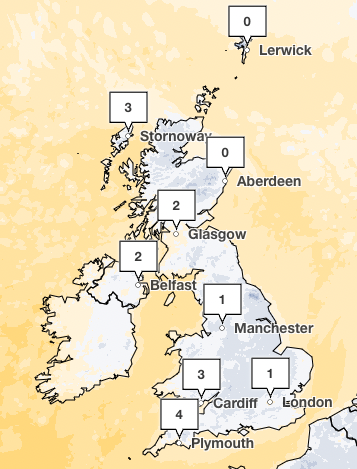 Weather forecast for Friday (Met Office)