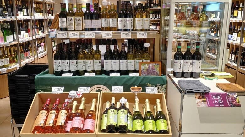 Display of Japanese wines