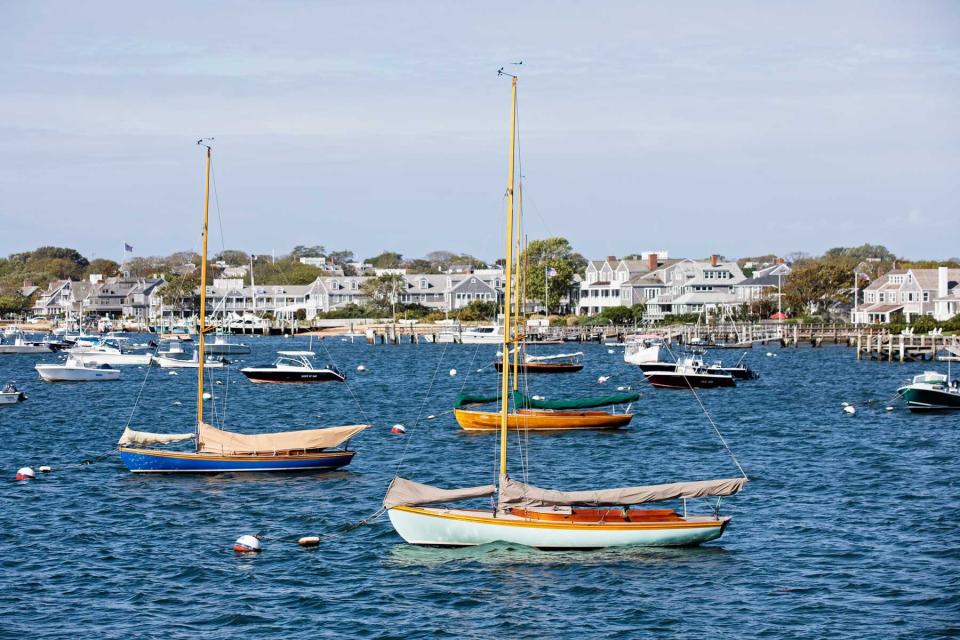 Sailboats in the harbor in Nantucket
