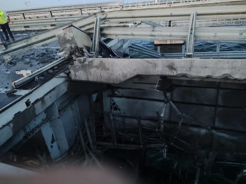 The damaged Crimean Bridge, July 17, 2023. (Source: Smotri/Telegram)