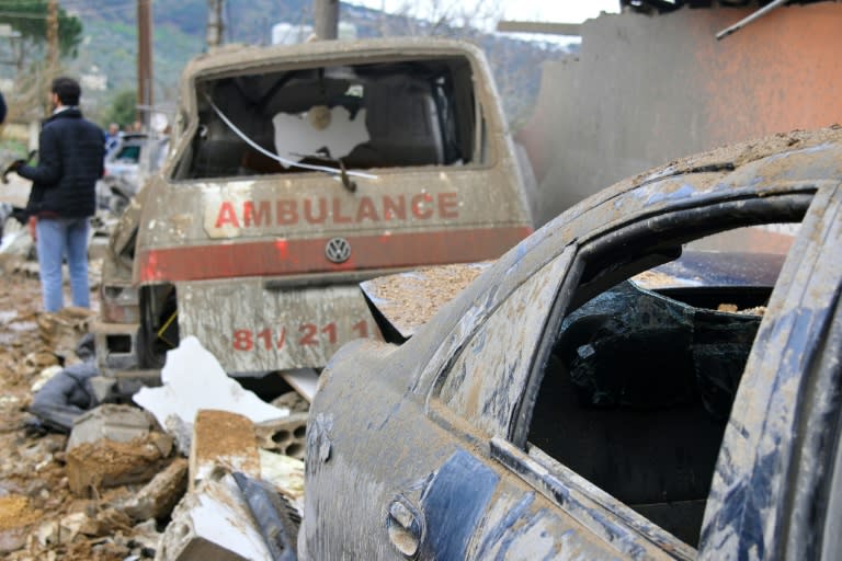 The March 27 strike levelled the emergency services centre in the Lebanese village of Habariyeh (Rabih DAHER)