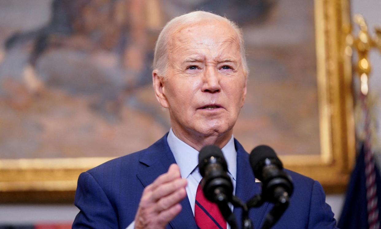 <span>Biden speaks from the White House about the campus protests sweeping the US.</span><span>Photograph: Nathan Howard/Reuters</span>