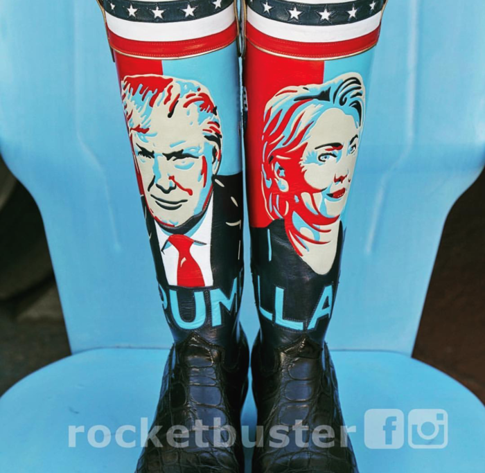 Donald Trump and Hilary Clinton boots