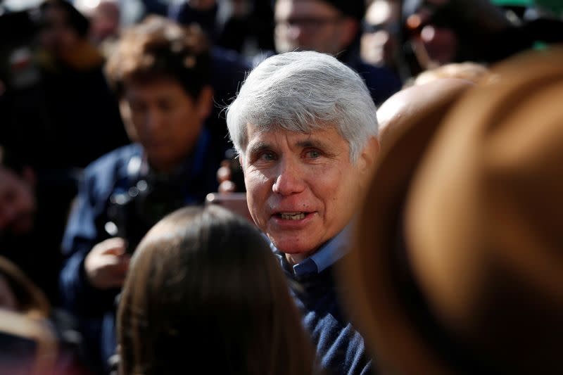 Rod Blagojevich speaks outside his home after U.S. President Donald Trump commuted his prison sentence, in Chicago