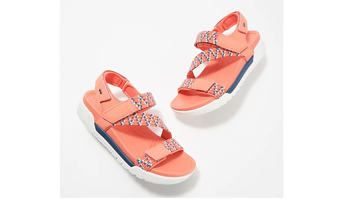 Coral, white and navy strappy casual sandals