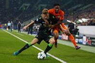 Football Soccer - Borussia Mönchengladbach v Manchester City - UEFA Champions League Group Stage - Group C - Stadion im Borussia-Park, Mönchengladbach, Germany - 23/11/16 Manchester City's Raheem Sterling in action with Borussia Monchengladbach's Nico Elvedi Reuters / Wolfgang Rattay Livepic