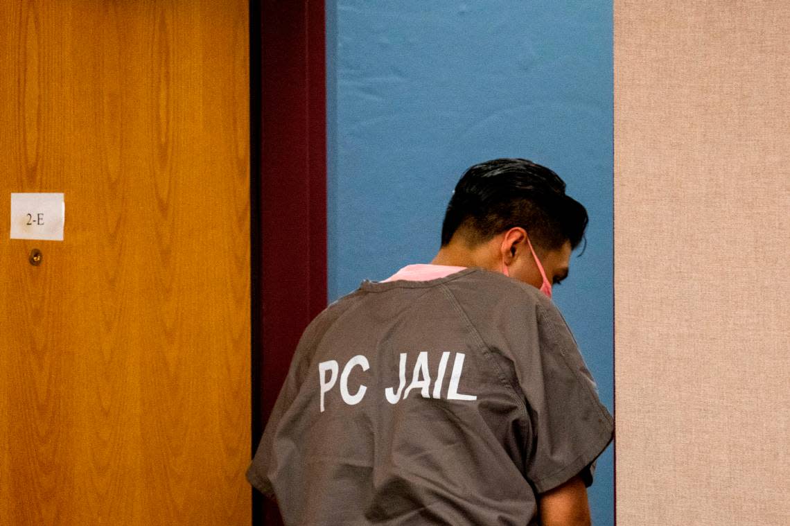 After being sentenced to 361 months in prison for the murder of Camille Love, Santiago Mederos, 31, leaves a Pierce County Superior Court room on Friday, Oct. 14, 2022, in Tacoma, Wash.