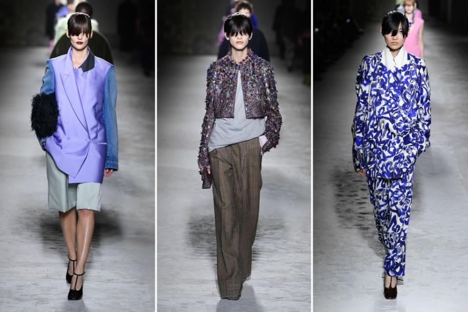 Wild patterns and pops of color characterized the runway at Dries Van Noten. Images: Getty Images