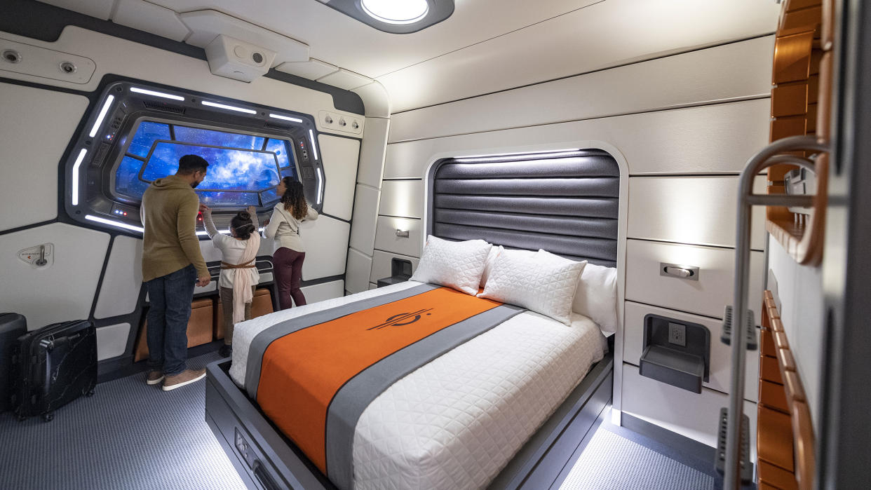 Each room aboard the Halcyon Starcruiser has a portal window that provides a view of space. (Photo: Walt Disney World Resort)